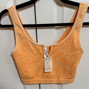 ZENANA Women's Orange Ribbed Tank Crop Top NWT